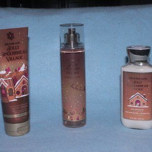 **CLOSET ON HOLD**BBW **3 FULL SIZE ITEMS**Jolly Gingerbread Village Fragrance
